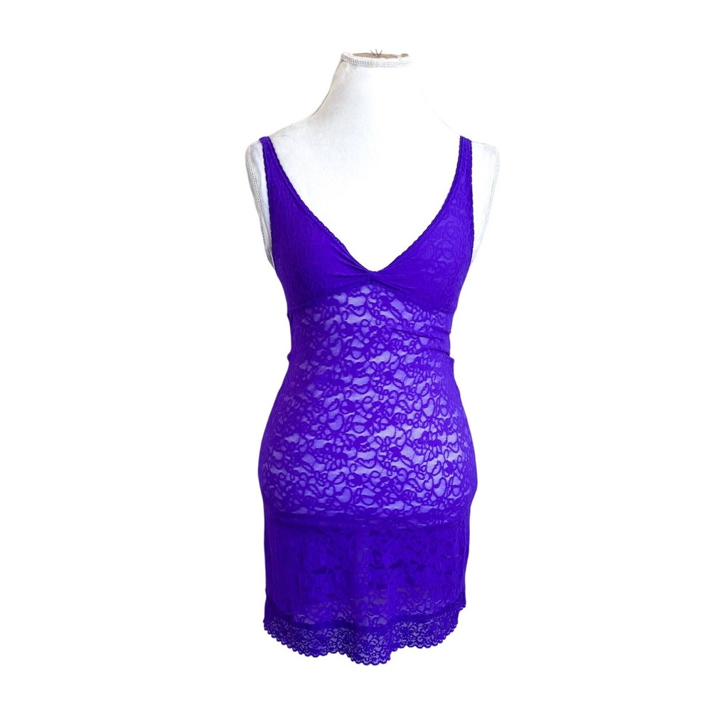 Victorias Secret The Lacie Babydoll‎ Chemise Dress Lingerie Size M Purple Sheer